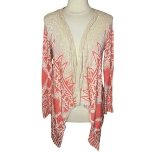 SAY WHAT? Aztec Print Open‎ Waterfall Front Lightweight Cardigan, Medium
